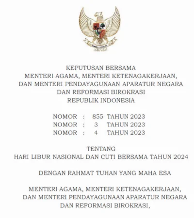 SKB Hari Libur Nasional dan Cuti Bersama 2024
