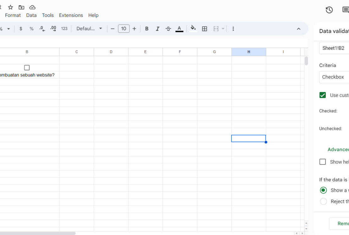 Ceklis Google Spreadsheet