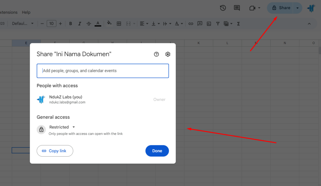 cara membuat google sheet