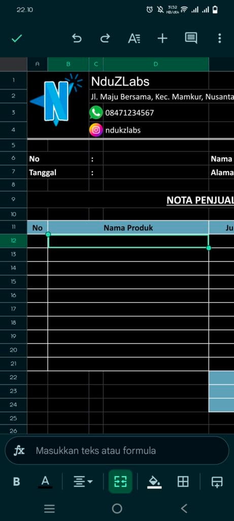 Cara Edit Google Sheet di HP 