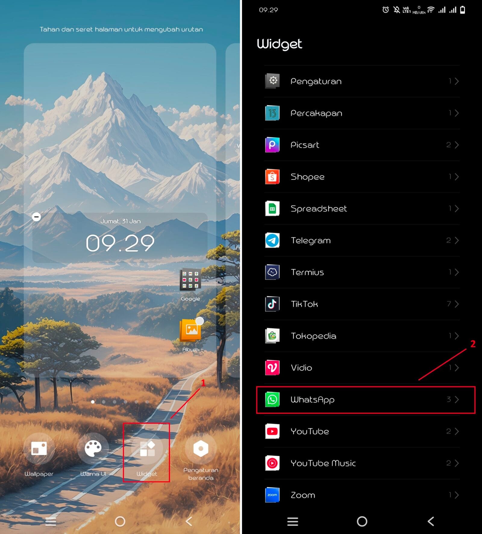 Cara Memasang Widget WhatsApp Android