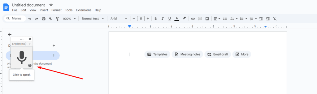 Voice Typing Google Docs