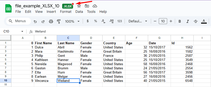 Cara konversi Excel ke Spreadsheet 