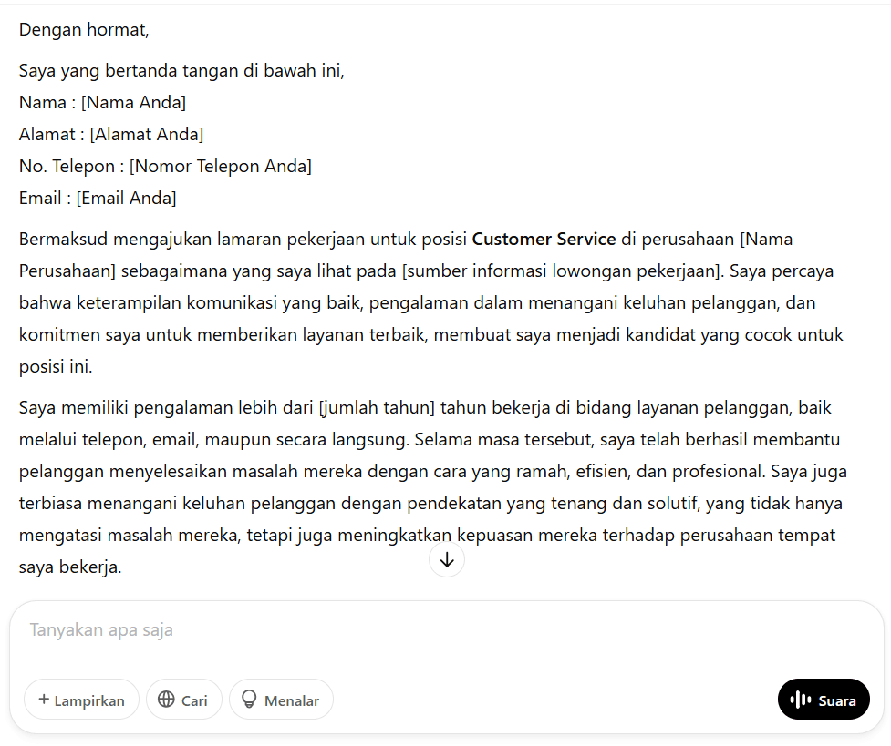 prompt ai surat lamaran
