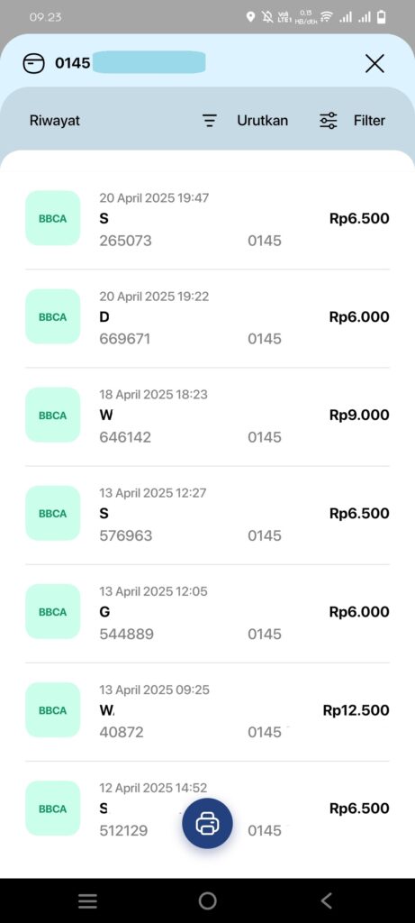 Histori Pembayaran Jalan Tol