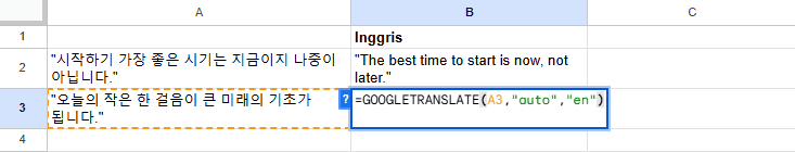 Menerjemahkan Teks Google Sheet