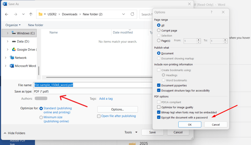 Buat Password PDF di Word